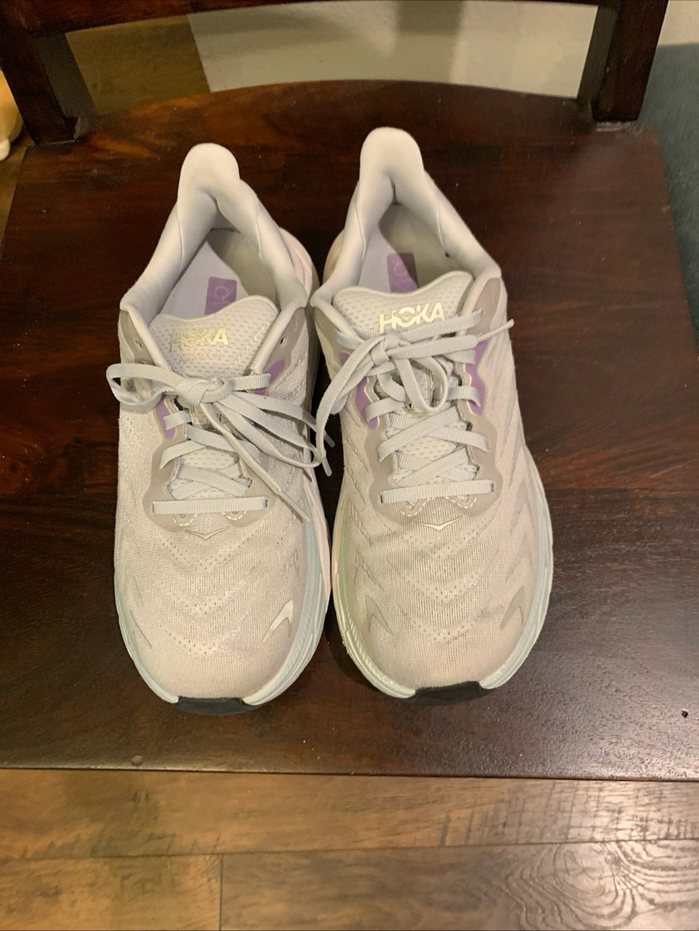 Hoka Women's Light Gray Athletic Shoes with Lavender Accents - Picture 9 of 9